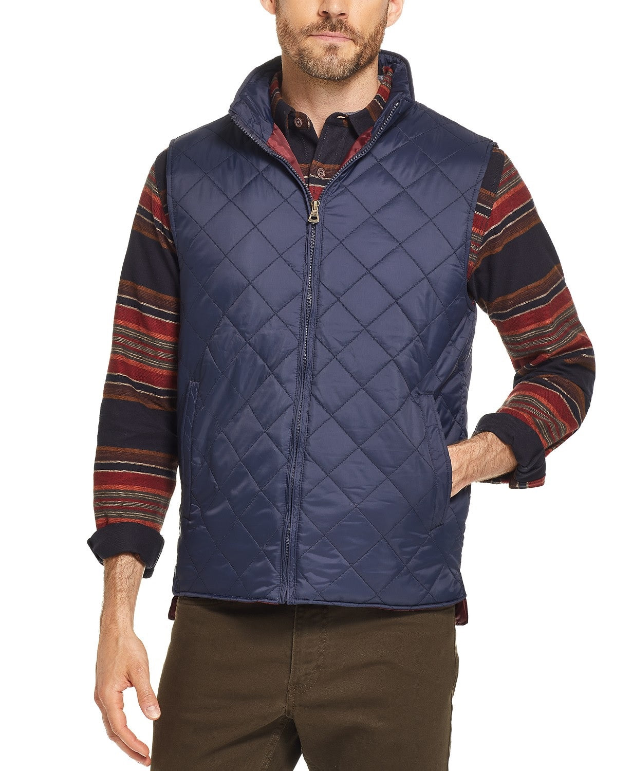 Weatherproof Vintage Men's Diamond Quilted Vest Navy Size 3 Extra Large
