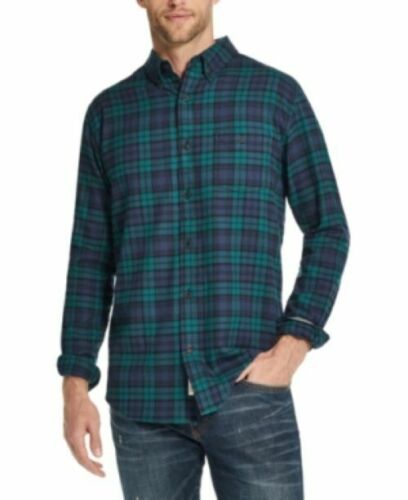 Weatherproof Vintage Men's Brushed Antique Flannel Plaid Shirt Black Size Small