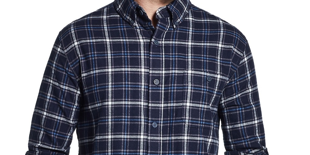 Weatherproof Vintage Men's Brushed Flannel Shirt Navy Size Small