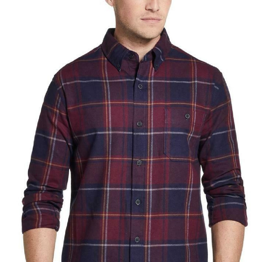 Weatherproof Men's Brushed Antique Flannel Plaid Shirt Oxblood Size 2 Extra Large