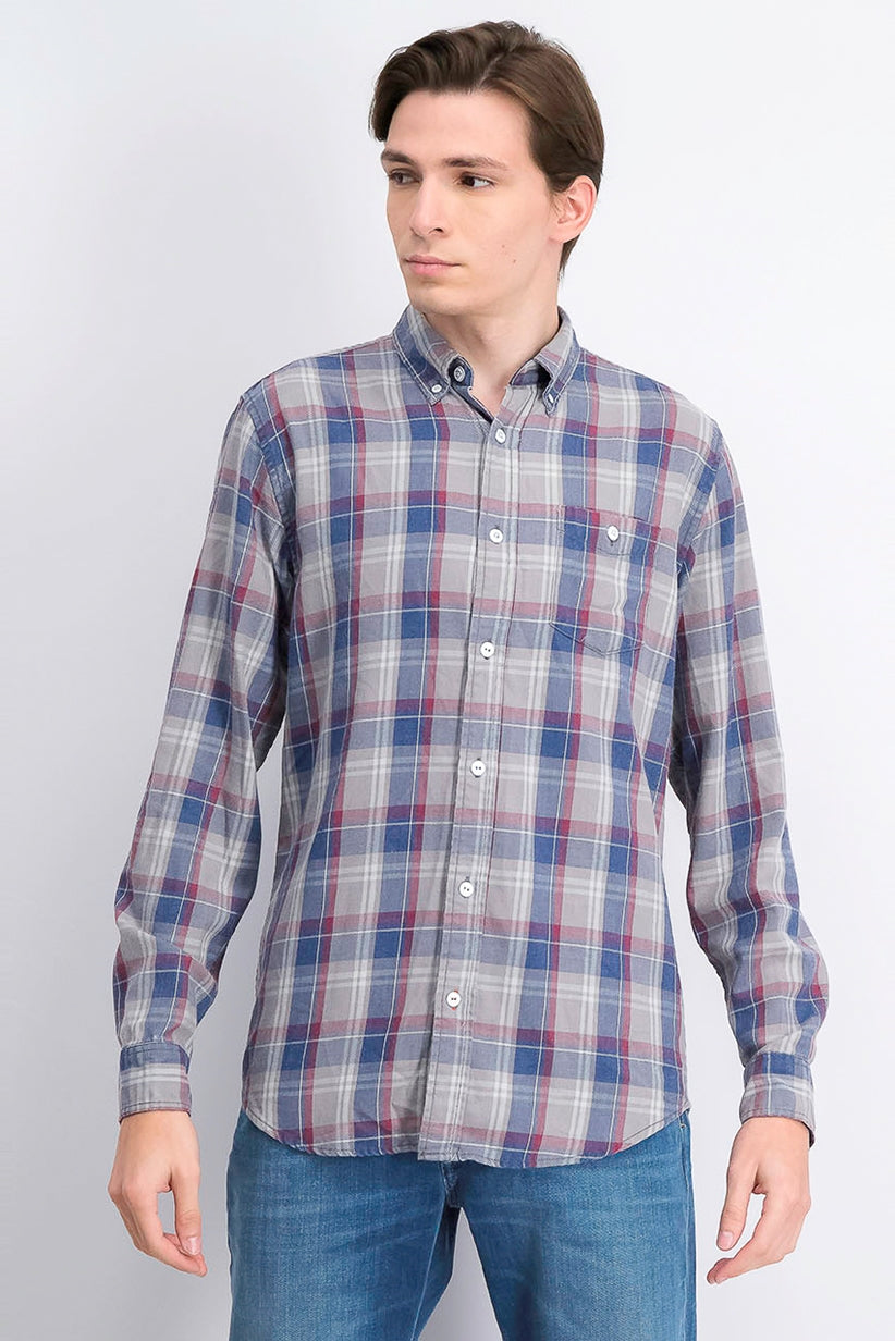 Weatherproof Men's Button-Down Plaid Shirt Dove Blue Size 3 Extra Large