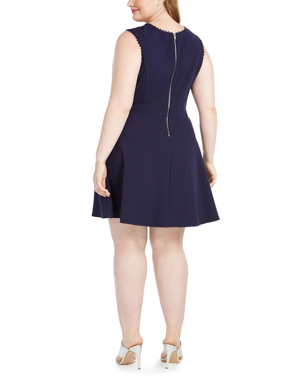 Speechless Women's Trendy Plus Lace Trim A Line Dress Blue Size 16
