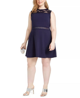 Speechless Women's Trendy Plus Size Lace-Trim A-Line Dress Dark Blue Size 20