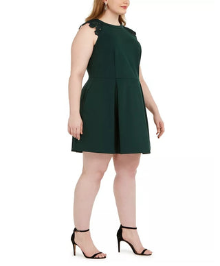 Speechless Women's Trendy Plus Size Lace-Trim Fit & Flare Dress Green Size XX-Large