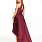 Emerald Sundae Juniors' Lace-Trim High-Low Halter Dress Purple Size 1