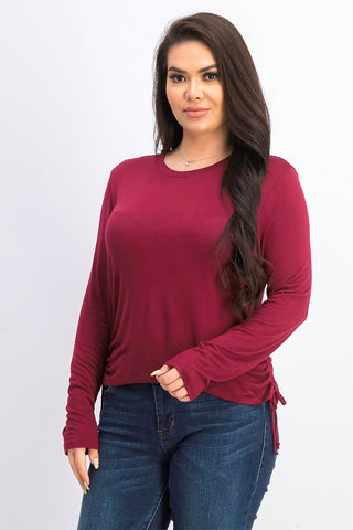 Rebellious One Women's  Juniors' Side-Ruched Top Red Size Extra Large