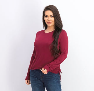 Rebellious One Juniors' Side-Ruched Top Red Size Extra Small