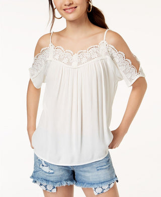 Gypsies & Moondust Junior's Baby Doll Top White Size M