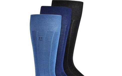 Perry Ellis Men's 3-Pk Rayon Ribbed Dress Socks Blue Size Regular