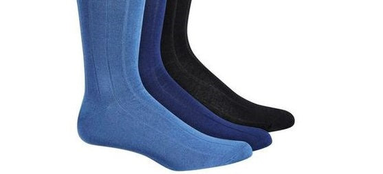 Perry Ellis Men's 3-Pk Rayon Ribbed Dress Socks Blue Size Regular