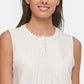 Tommy Hilfiger Women's Pleated Crochet-Trim Top White Size Extra Large