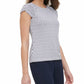 Tommy Hilfiger Women's Printed Ruched-Sleeve Top White Size Extra Large