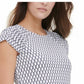 Tommy Hilfiger Women's Printed Ruched-Sleeve Top White Size Extra Large