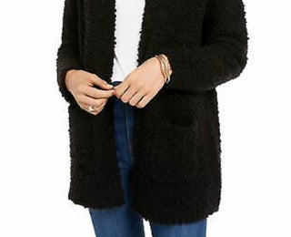 Hippie Rose Juniors' Long-Sleeve Cardigan Black Size Small