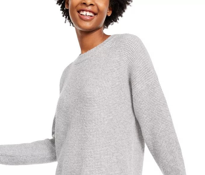 Hippie Rose Juniors' Long-Sleeve Sweater Gray Size Extra Small