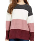 Hippie Rose Juniors' Colorblocked Thermal-Knit Sweater Red Size Extra Large