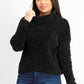 Hippie Rose Juniors' Chenille Turtleneck Sweater Black Size Medium