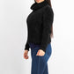 Hippie Rose Juniors' Chenille Turtleneck Sweater Black Size Medium