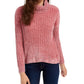 Hippie Rose Juniors' Chenille Turtleneck Sweater Brght Pink Size Large