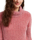Hippie Rose Juniors' Chenille Turtleneck Sweater Brght Pink Size Large