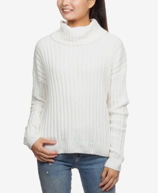 Hippie Rose Juniors' Chenille Turtleneck Sweater Natural Size Extra Large