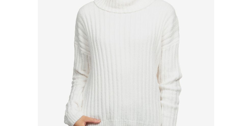 Hippie Rose Juniors' Chenille Turtleneck Sweater Natural Size Extra Large