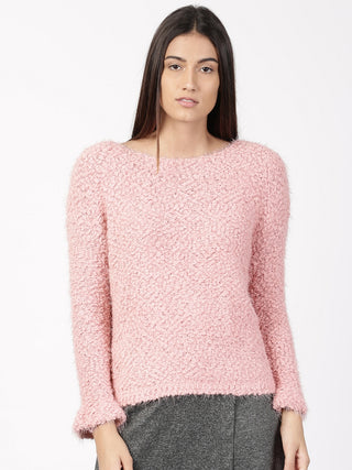 Hippie Rose Juniors' Textured High-Low Sweater Pink Size Medium