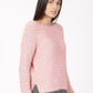 Hippie Rose Juniors' Textured High-Low Sweater Pink Size Medium