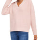 Hippie Rose Juniors' V-Neck Chenille Sweater Pink Size Large