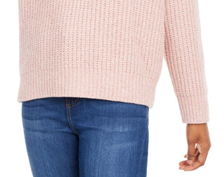 Hippie Rose Juniors' V-Neck Chenille Sweater Pink Size Large