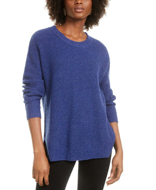 Hippie Rose Junior's Waffle Knit Lettuce Edge Top Blue Size X-Small