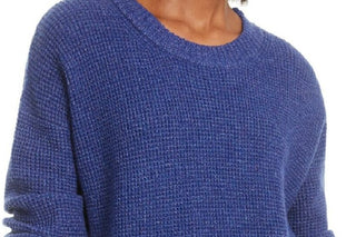 Hippie Rose Junior's Waffle Knit Lettuce Edge Top Blue Size X-Small