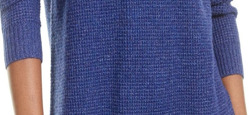 Hippie Rose Junior's Waffle Knit Lettuce Edge Top Blue Size X-Small