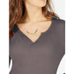 Hippie Rose Juniors' Waffle-Knit Lettuce-Edge Top Gray Size Small