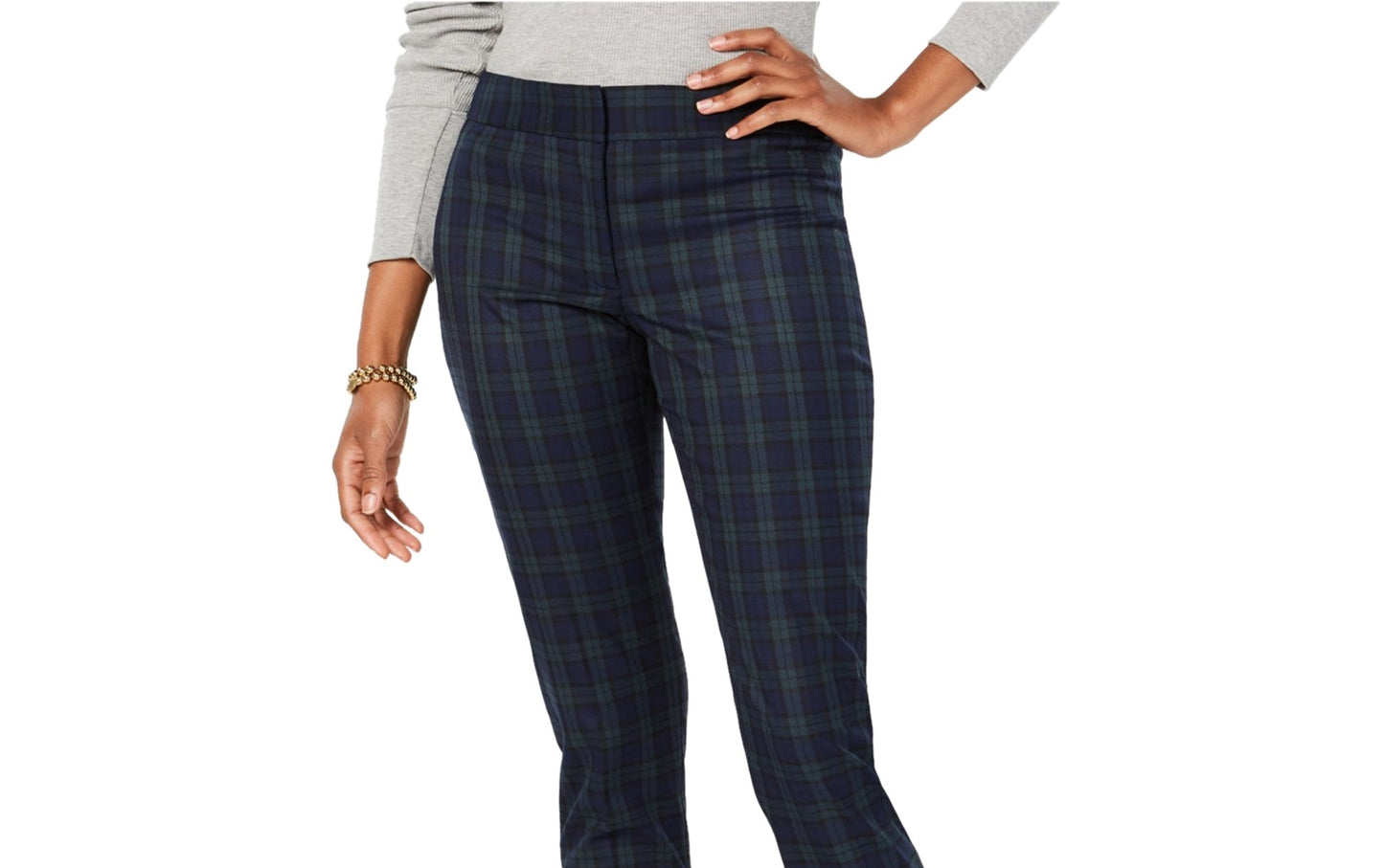 Tommy Hilfiger Women's Plaid Slim Fit Dress Pants Blue Size 16