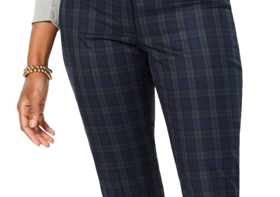 Tommy Hilfiger Women's Plaid Slim Fit Dress Pants Blue Size 16