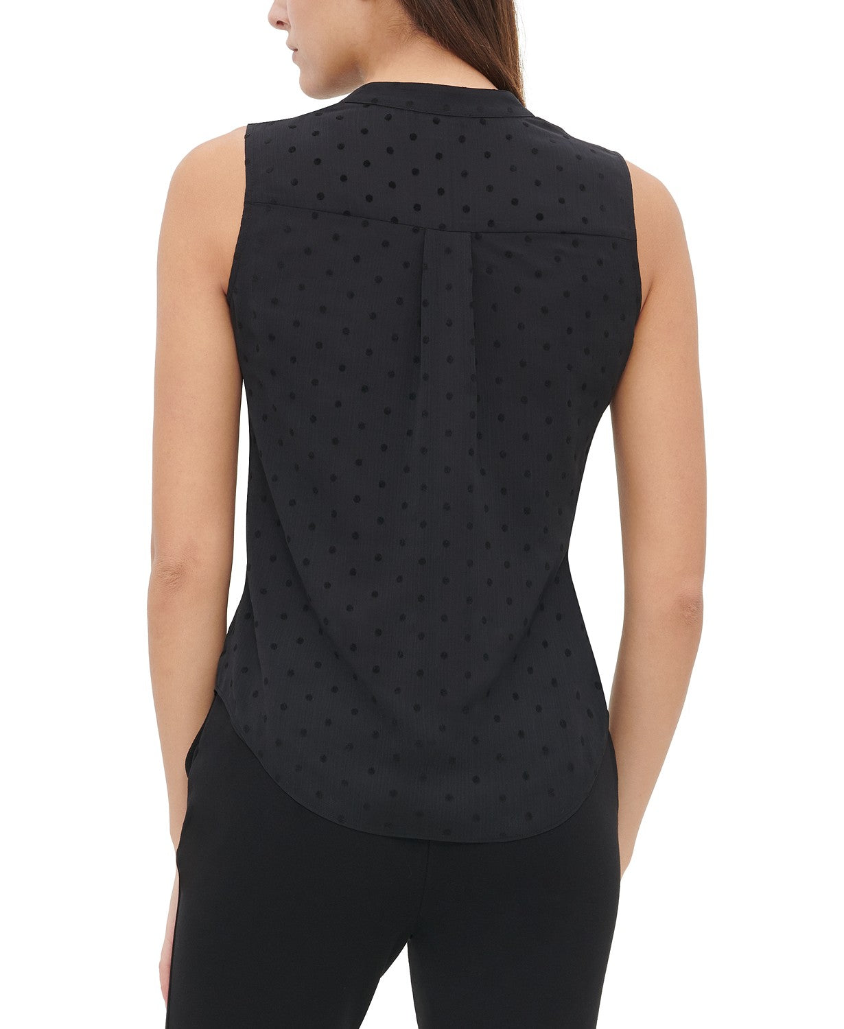 Tommy Hilfiger Women's Dot-Print Ruffled Top Black Size Large