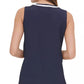 Tommy Hilfiger Women's Contrast-Trim Tie-Neck Blouse Dark Blue Size Medium