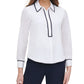 Tommy Hilfiger Women's Iconic Ribbon Collared Blouse White Size Extra Small