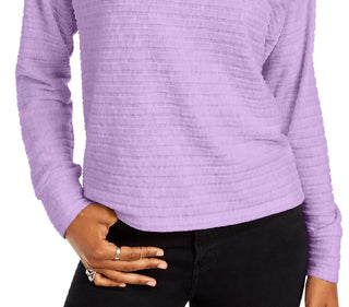 Hippie Rose Juniors' Cozy Mock-Neck Ribbed Top Purple Size Extra Large