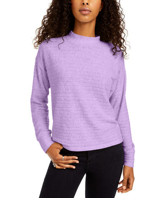 Hippie Rose Juniors' Cozy Mock-Neck Ribbed Top Purple Size Extra Large