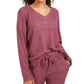 Hippie Rose Juniors' Henley Waffle Knit Top Med Pink Size X-Small