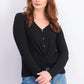 Hippie Rose Juniors' Twist-Front Button-Up Top Black Size Small
