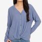 Hippie Rose Juniors' Twist-Front Button-Up Top Blue Size Extra Large