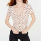 Hippie Rose Junior's Floral Button-Front Top Black Size X-Small