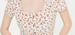 Hippie Rose Junior's Floral Button-Front Top Black Size X-Small