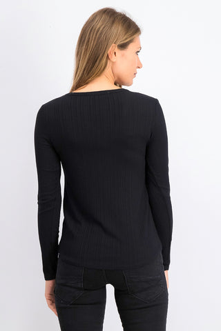 Hippie Rose Juniors' Rib-Knit Henley Top Black Size Extra Large