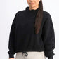 Hippie Rose Juniors' Mock-Neck Sherpa Pullover Black Size Medium