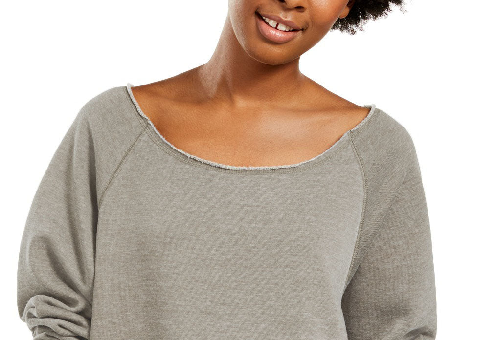 Hippie Rose Juniors' Boat-Neck Tunic Sweatshirt Gray Size Medium