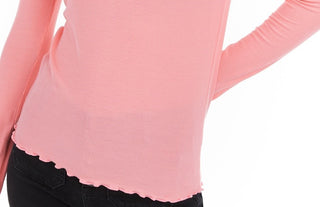 Hippie Rose Juniors' Women's Ribbed Mock-Neck Top Pink Size Small